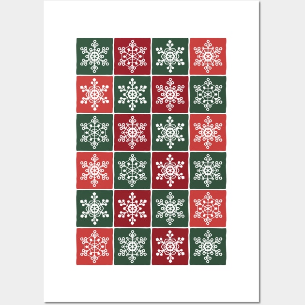 Christmas pattern with snowflakes Wall Art by lents